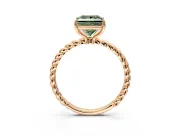 Solitaire Engagement Ring Setting for Fancy Green Princess Cut Center with Plain Twisted Rope Band and Prong Head in Rose Gold