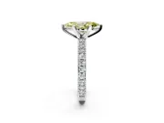 Solitaire Engagement Ring Setting for Fancy Yellow Marquise Center with Milgrain-Edged Pave Band and Prong Head in Platinum