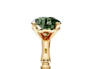 Solitaire Engagement Ring Setting for Fancy Green Round Cut Center with Bamboo Band and Prong Head in Yellow Gold