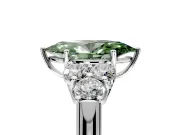 Cluster Engagement Ring Setting for Fancy Green Marquise Center with Round Cut Accent Frame and Prong Head in Platinum