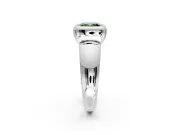 Solitaire Engagement Ring Setting for Fancy Green Cushion Cut Center with Wide Band and Bezel Head in Sterling Silver