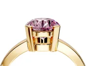 Solitaire Engagement Ring Setting for Fancy Pink Round Cut Center with Plain Band and Flat Tab Prong Head in Yellow Gold