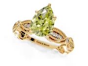 Solitaire Engagement Ring Setting for Fancy Yellow Pear-Shaped Center with Marquise Panel Band and Prong Head in Yellow Gold