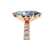 Solitaire Engagement Ring Setting for Fancy Blue Marquise Center with Fine Pave Band and Claw Prong Head in Rose Gold