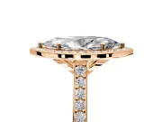Halo Engagement Ring Setting for Marquise Center with Pave Accents, Heart Basket and Prong Head in Rose Gold