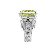 Solitaire Engagement Ring Setting for Fancy Yellow Princess Cut Center with Marquise and Bezel Accents and Prong Head in White Gold
