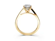 Solitaire Engagement Ring Setting for Cushion Cut Center with Tapered Split Shoulders and Prong Head in Yellow Gold
