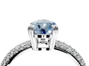 Solitaire Engagement Ring Setting for Fancy Blue Pear-Shaped Center with Multi-Row Pave Accents and Basket Head in Platinum
