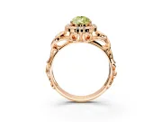 Halo Engagement Ring Setting for Fancy Yellow Pear-Shaped Center with Open Scroll Shoulders and Prong Head in Rose Gold