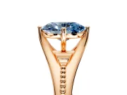 Solitaire Engagement Ring Setting for Fancy Blue Oval Center with Milgrain Cathedral Band and Prong Head in Rose Gold