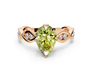 Solitaire Engagement Ring Setting for Fancy Yellow Pear-Shaped Center with Accented Twist Band and Leaf Prong Head in Rose Gold