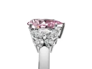 Solitaire Engagement Ring Setting for Fancy Pink Pear-Shaped Center with Marquise Flower Shoulders and Prong Head in Platinum