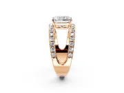 Solitaire Engagement Ring Setting for Radiant Cut Center with Wide-Open Split Shank and Prong Head in Rose Gold