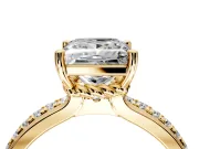 Solitaire Engagement Ring Setting for Princess Cut Center with Raised Channel Band and Prong Head in Yellow Gold