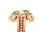 Solitaire Engagement Ring Setting for Fancy Yellow Pear-Shaped Center with Twisted Band and Scroll Prong Head in Rose Gold