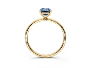 Solitaire Engagement Ring Setting for Fancy Blue Emerald Cut Center with Straight Thin Band and Prong Head in Yellow Gold