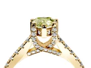 Solitaire Engagement Ring Setting for Fancy Yellow Pear-Shaped Center with Widening Pave Band and Claw Prong Head in Yellow Gold
