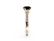 Solitaire Engagement Ring Setting for Fancy Black Round Cut Center with Partway Pave Band and Prong Head in Rose Gold