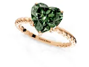Solitaire Engagement Ring Setting for Fancy Green Heart-Shaped Center with Plain Twisted Rope Band and Prong Head in Rose Gold
