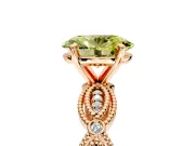 Solitaire Engagement Ring Setting for Fancy Yellow Oval Center with Marquise Panel Band and Prong Head in Rose Gold