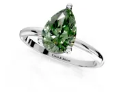 Minimalist Solitaire Engagement Ring Setting for Fancy Green Pear-Shaped Center with Thin Band and Prong Head in Platinum