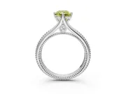 Solitaire Engagement Ring Setting for Fancy Yellow Radiant Cut Center with Milgrain Cathedral Band and Prong Head in White Gold