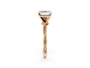 Solitaire Engagement Ring Setting for Asscher Cut Center with Twist Band and Bead Prong Head in Rose Gold