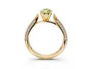 Solitaire Engagement Ring Setting for Fancy Yellow Pear-Shaped Center with Multi-Row Accents and Prong Head in Yellow Gold