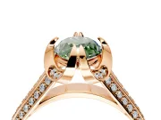 Solitaire Engagement Ring Setting for Fancy Green Marquise Center with Accented Split Shank and Prong Head in Rose Gold