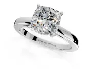 Solitaire Engagement Ring Setting for Cushion Cut Center with Basket Rail and Prong Head in Platinum
