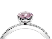 Solitaire Engagement Ring Setting for Fancy Pink Pear-Shaped Center with Round Cut Pave Band and Prong Head in Sterling Silver