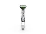Solitaire Engagement Ring Setting for Fancy Green Asscher Cut Center with Channel-Set Accents and Prong Head in Platinum