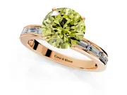 Solitaire Engagement Ring Setting for Fancy Yellow Round Cut Center with Channel Baguette Band and Prong Head in Rose Gold