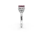 Leaf Cluster Engagement Ring Setting for Fancy Pink Emerald Cut Center with Marquise Accents and Prong Head in Platinum