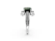 Solitaire Engagement Ring Setting for Fancy Green Princess Cut Center with Twisted Band and Scroll Prong Head in Platinum