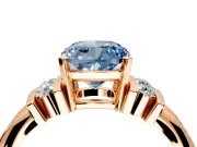 Solitaire Engagement Ring Setting for Fancy Blue Cushion Cut Center with Grooved Bar Accent Band and Prong Head in Rose Gold