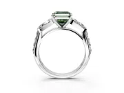 Channel-Set Engagement Ring Setting for Fancy Green Asscher Cut Center with Baguette Band and Prong Head in Platinum