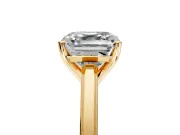 Solitaire Engagement Ring Setting for Asscher Cut Center with Flat-Sided Plain Band and Prong Head in Yellow Gold