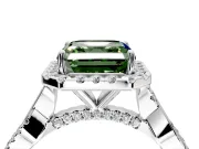 Halo Engagement Ring Setting for Fancy Green Asscher Cut Center with Twist Band and Prong Head in Platinum