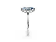 Hidden Halo Engagement Ring Setting for Fancy Blue Marquise Center with Thin Round-Wire Band and Prong Head in Platinum