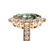 Halo Engagement Ring Setting for Fancy Green Marquise Center with Milgrain Channel Band and Prong Head in Rose Gold