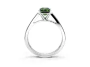 Solitaire Engagement Ring Setting for Fancy Green Emerald Cut Center with Tapered Split Shoulders and Prong Head in Platinum