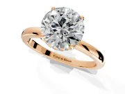 Solitaire Engagement Ring Setting for Round Cut Center with Fine Wire Band and Prong Head in Rose Gold