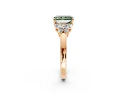 Solitaire Engagement Ring Setting for Fancy Green Radiant Cut Center with Marquise Flower Shoulders and Prong Head in Rose Gold