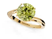 Solitaire Engagement Ring Setting for Fancy Yellow Round Cut Center with Plain Bypass Twist Band and Prong Head in Yellow Gold