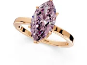 Hidden Halo Engagement Ring Setting for Fancy Pink Marquise Center with Wide Flat Plain Band and Prong Head in Rose Gold
