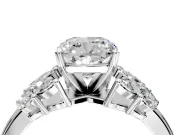 Leaf Cluster Engagement Ring Setting for Cushion Cut Center with Marquise Accents and Prong Head in Sterling Silver