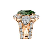 Halo Engagement Ring Setting for Fancy Green Oval Center with Two-Strand Split Shank and Prong Head in Rose Gold