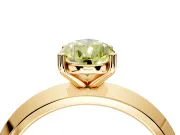 Solitaire Engagement Ring Setting for Fancy Yellow Pear-Shaped Center with Wide Knife Ridge Band and Prong Head in Yellow Gold