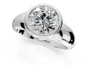 Solitaire Engagement Ring Setting for Round Cut Center with Wide Band and Bezel Head in Sterling Silver